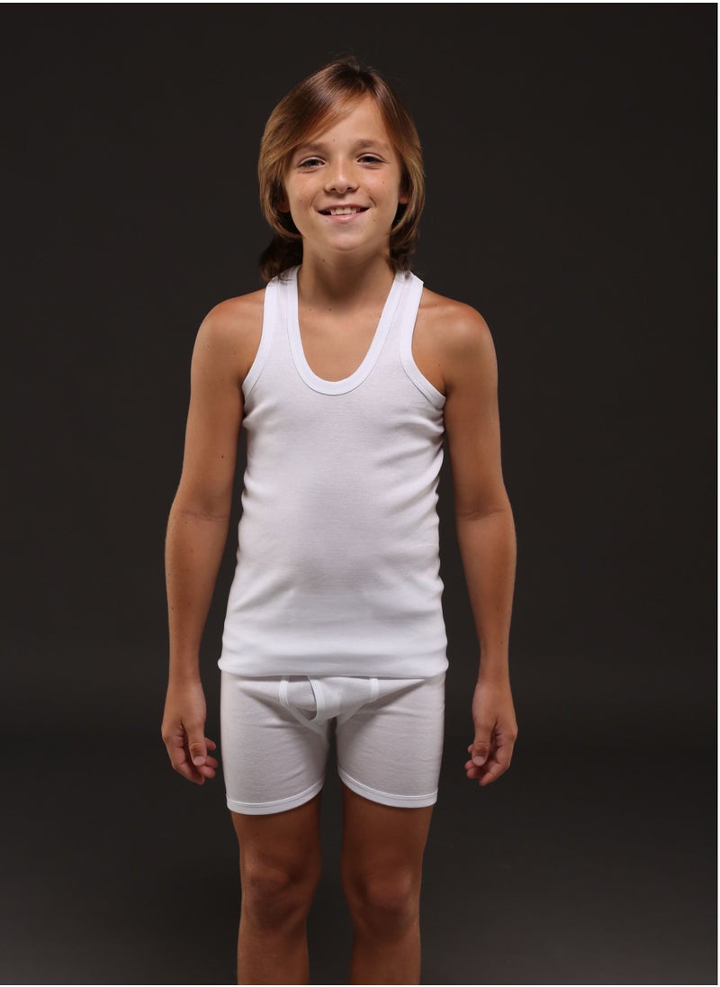 DeloPik Boys Cotton white undershirt,Vest and boxer underwear set(pack of 1)(9-10 years)  - Image 2