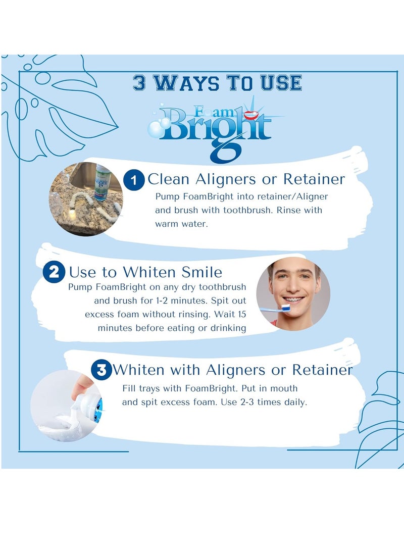 Bleachbright منظف التقويم ومنظف الحافظة رغوة برايت، رغوة تبييض الأسنان، رائعة ل Invisalign و Candid و Byte و Night Guard و Mouth Guard و أطقم الأسنان و مبيض الأسنان ومعجون الأسنان ومنظف التقويم، خالي من البيروكسيد - Image 4