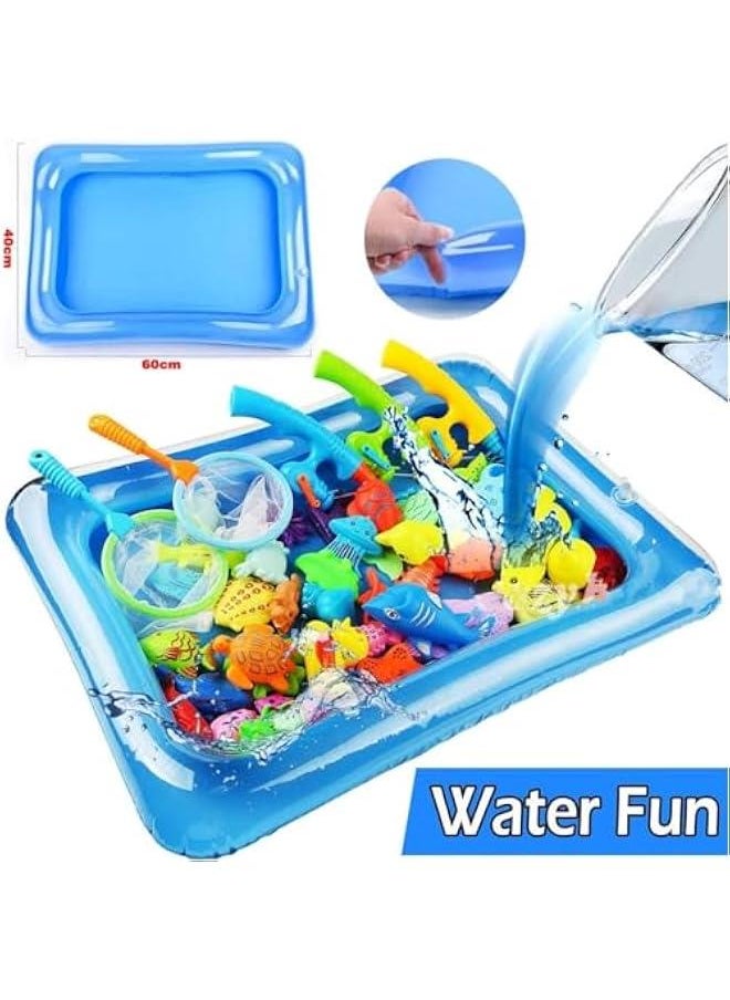 MIXDE Kids Pool Fishing Toys Games - Magnetic Floating Toy Magnet Pole Rod Fish Net Water Table Bathtub Bath Game - Learning Education For age 3 4 5 Boys Girls Toddlers Carnival Party Favors  - Image 2