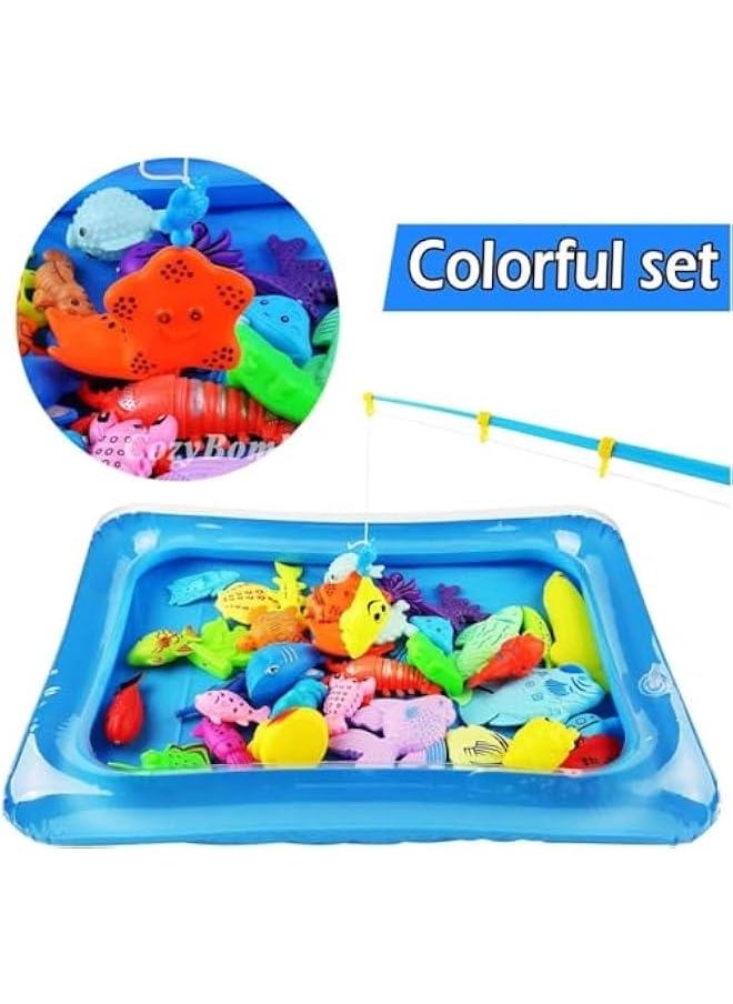 MIXDE Kids Pool Fishing Toys Games - Magnetic Floating Toy Magnet Pole Rod Fish Net Water Table Bathtub Bath Game - Learning Education For age 3 4 5 Boys Girls Toddlers Carnival Party Favors  - Image 4