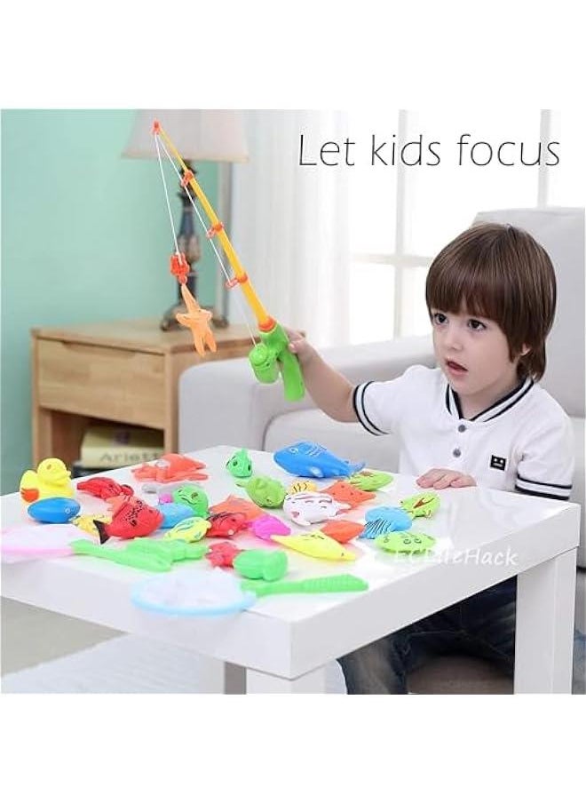 MIXDE Kids Pool Fishing Toys Games - Magnetic Floating Toy Magnet Pole Rod Fish Net Water Table Bathtub Bath Game - Learning Education For age 3 4 5 Boys Girls Toddlers Carnival Party Favors  - Image 5