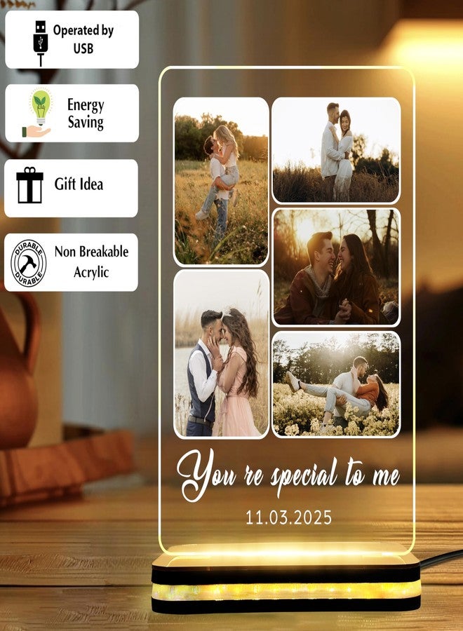 DECOCRU Personalise LED Table Lamp | Customise Photo | Night Lamp | Surprice Gift for Couple, Boyfriend, Girlfriend,Husband, Wife, Friend, Anniversary (6 x 8 Inch) - Image 4