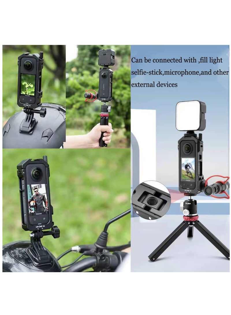 Aluminum Frame Cage with Sticky Lens Guard Set and Screen Protector for Insta360 X3 - Anti-Scratch Metal Housing Shell and Tempered Glass Protective Film Accessories Kit. - Image 3