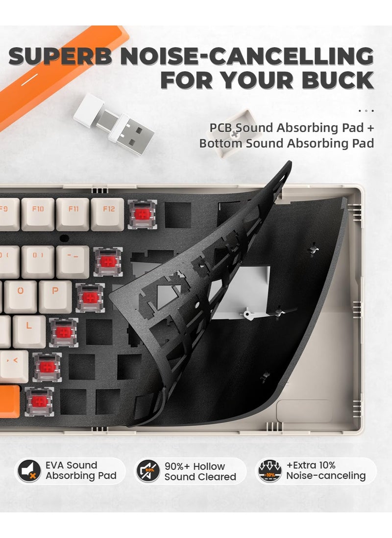 Joshberg - K96 Wireless Mechanical Keyboard Gaming Keyboard Dual Mode 2.4G BT5.0 2-in-1 Receiver Hot Swappable Red Switches Pad - Image 1
