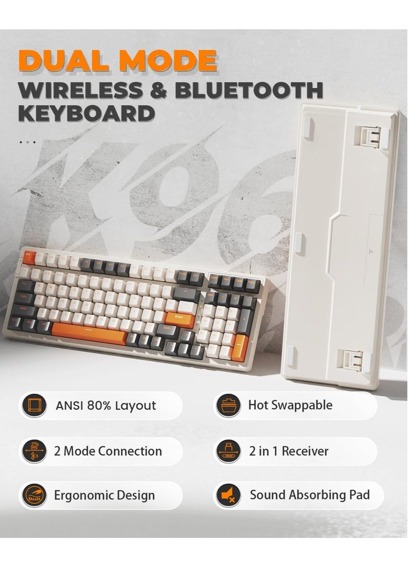 Joshberg - K96 Wireless Mechanical Keyboard Gaming Keyboard Dual Mode 2.4G BT5.0 2-in-1 Receiver Hot Swappable Red Switches Pad - Image 1