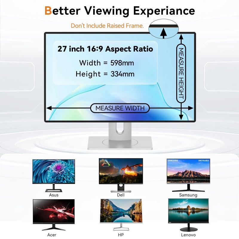 Mamol [2-Pack] 27 Inch Computer Blue Light Blocking Screen Protector for 16:9 Widescreen Monitor, Anti Glare Anti-UV Eye Protection Desktop PC LED Monitor Filter, Removable Anti-Scratch Screen Film 27in - Image 2