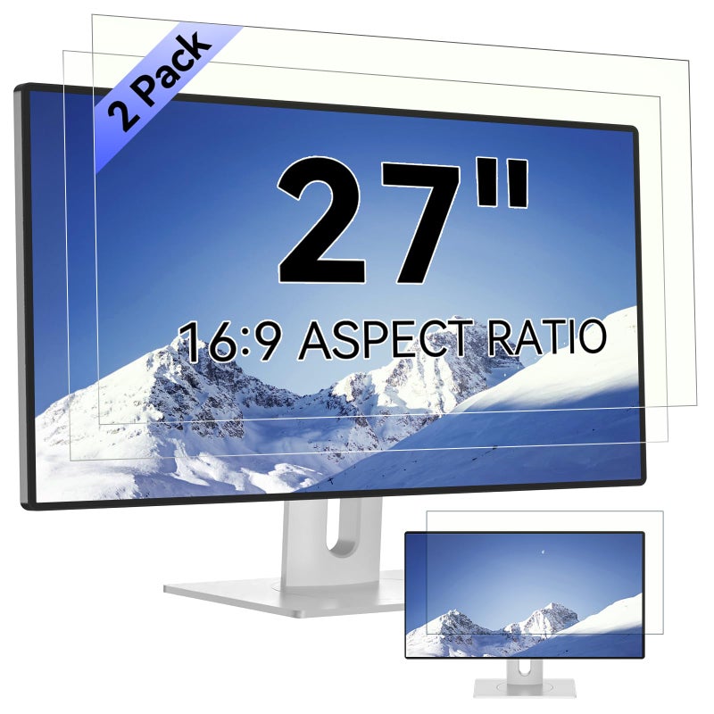 Mamol [2-Pack] 27 Inch Computer Blue Light Blocking Screen Protector for 16:9 Widescreen Monitor, Anti Glare Anti-UV Eye Protection Desktop PC LED Monitor Filter, Removable Anti-Scratch Screen Film 27in - Image 1
