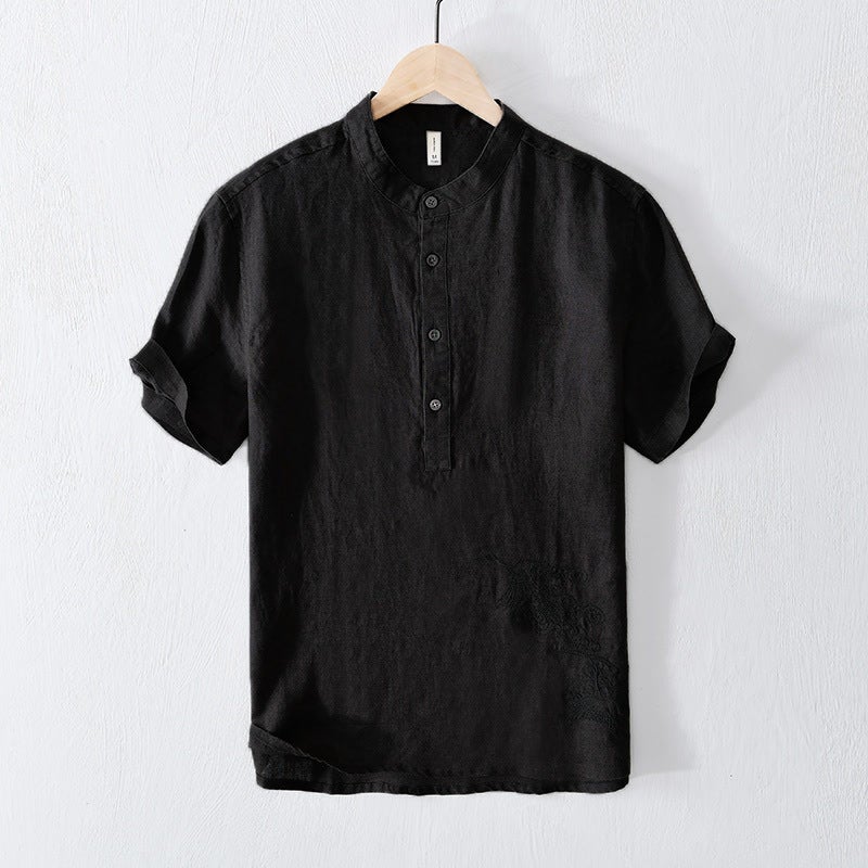 Japanese Retro T-Shirt Men'S Summer Thin Loose Plus Size Large Size Short Sleeve T-Shirt Chinese Style White Polo Shirt - Image 3