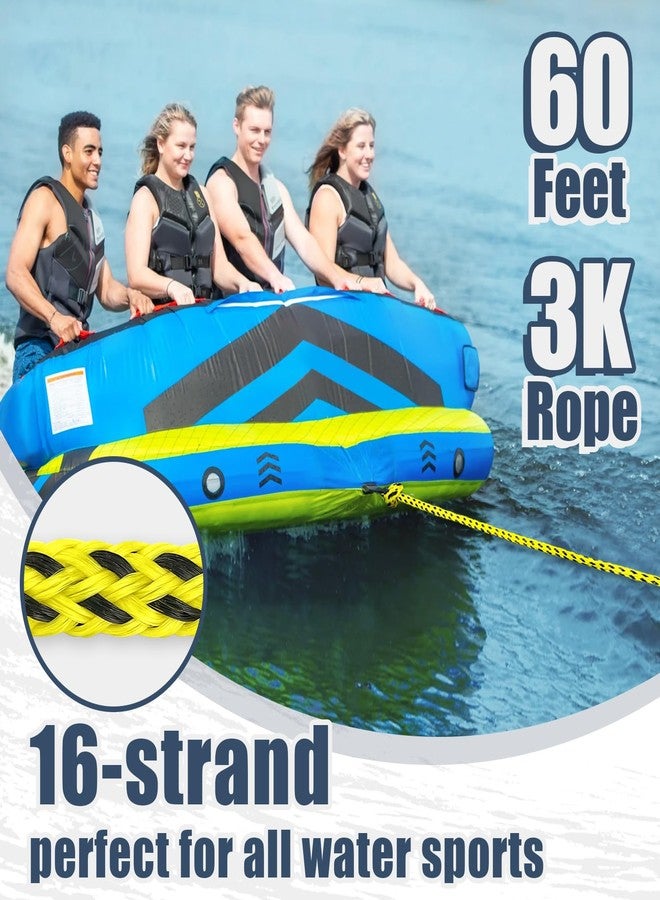 Vortexain Boat Tow Rope 3K 60ft, Towable Floating Ropes for Water Ski Skiing Tubing Tubes Boating Wakeboard Towing Pull Thick Wakesurf Inflatables Tough Sports Line Watersports Kneeboard Surfboard Accessories - Image 2