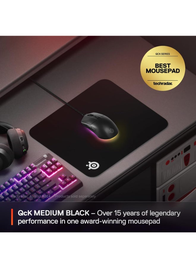 SteelSeries Medium QcK Gaming Mouse Pad, Non-Slip Rubber Base (320x270x2mm) (Black) | 63004 - Image 5