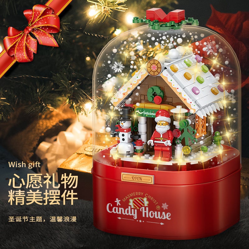 Compatible With Lego Assembled Building Blocks Toys Christmas Gift Candy House Rotating Music Box Ornaments Children'S Gifts - Image 4