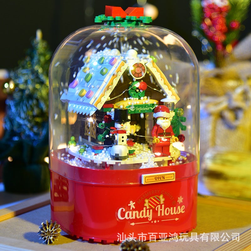 Compatible With Lego Assembled Building Blocks Toys Christmas Gift Candy House Rotating Music Box Ornaments Children'S Gifts - Image 2