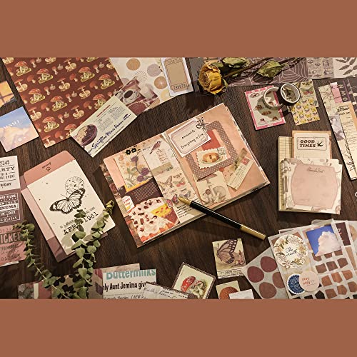 emmoolife 348 Pcs Scrapbooking Supplies Kit, Vintage Aesthetic Scrapbook Kit for Bullet Junk Journal, Stationery, A6 Grid Notebook, DIY Journaling Supplies, Birthday Craft Gift for Teen Girl Kid Women - Image 2