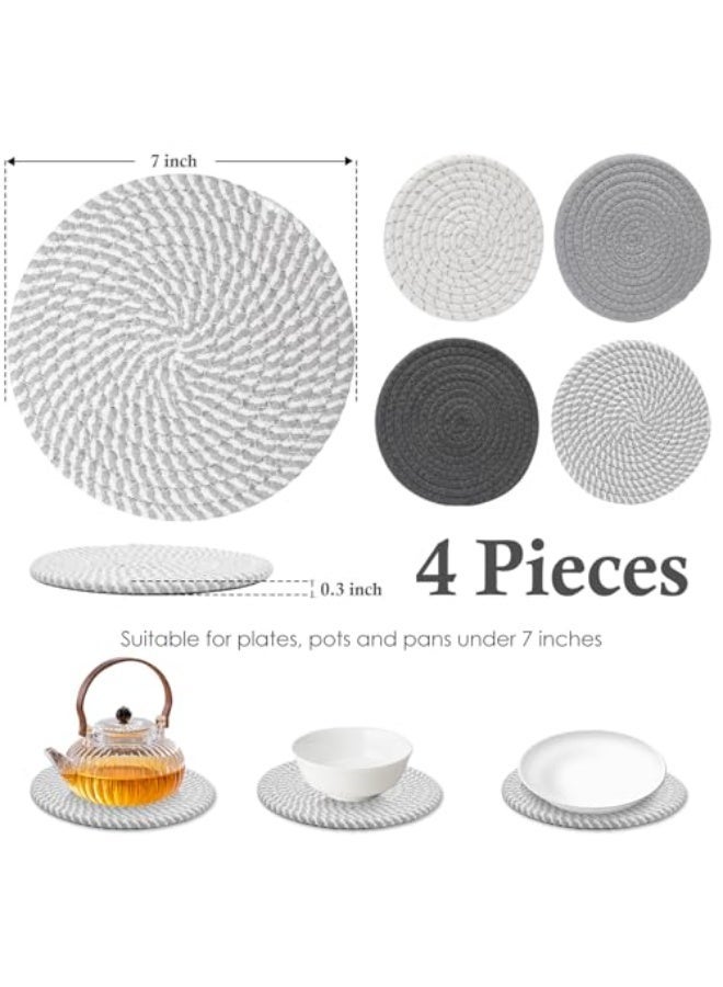 jaexest 7" Trivets for Hot Dishes, Hot pots and Pans, 4 Heat Resistant Hot Pads, Pot Holders for Kitchen, Hot Plate Mats for Kitchen Countertops, Table, Home Essentials, Farmhouse Decor - Image 3