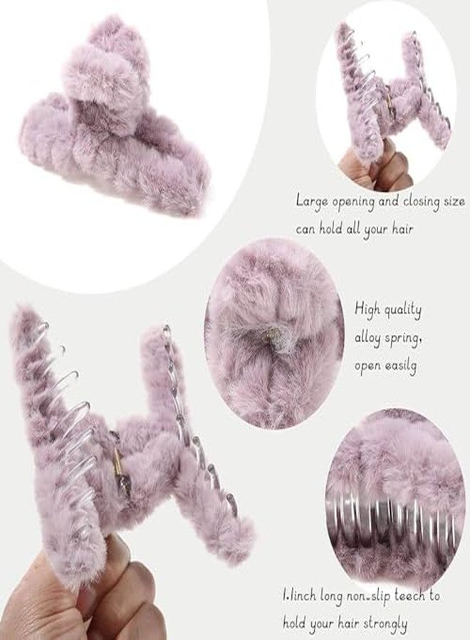 FREEBIES Stylish Fluffy Hair Clutcher Pack of 3 | Trendy Multicolor Hair Accessories for Women | Lightweight Strong Grip Hair Claw for Office & College - Image 3