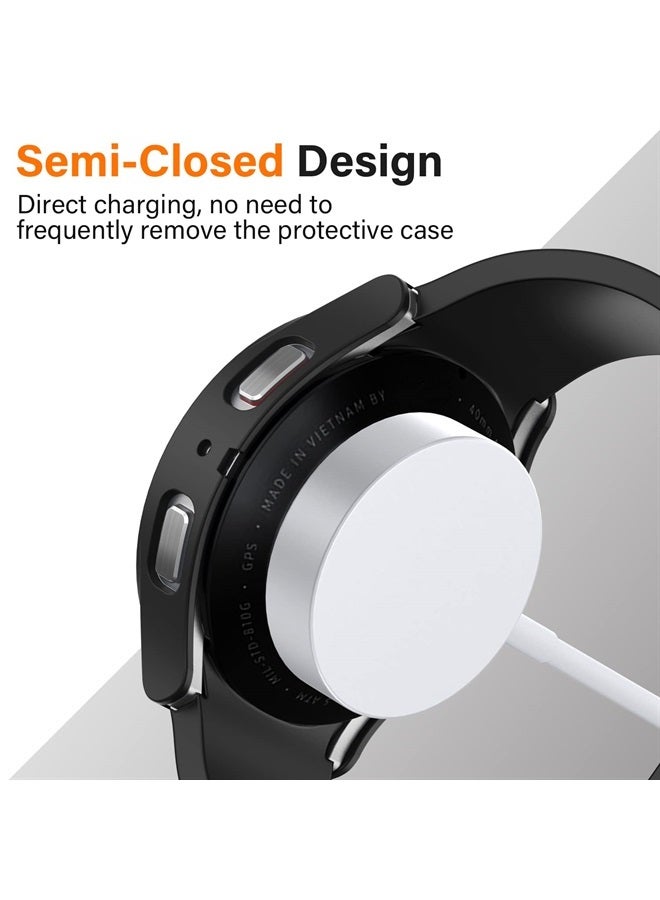 Amizee 2 Pack Screen Protector Case Compatible with Samsung Galaxy Watch 5/Galaxy Watch 4 Case 40mm, with Built-in Screen Protector Hard PC Ultra Thin Anti-Scratch Protective Cover (Black/Clear) - Image 3