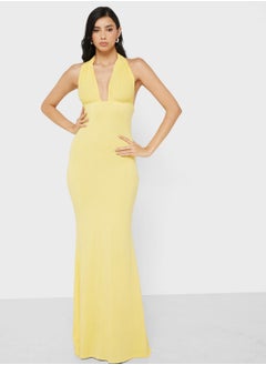 Ginger Plunge Halter Maxi Dress  - Image 1