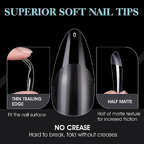 NAILWIND Gel Nail Kit, Soft Gel Nail Tips, False Nails for Gel Nail Art Polish Soak Off Lamp Easy Nail Extensions Acrylic Fake Nails False Press on Nail Tips (12 - FRENCH LONG SQUARE, 500 - PCS) - Image 4
