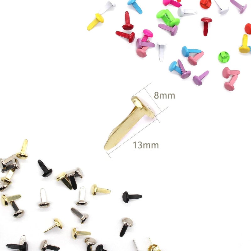 Benvo 300Pcs Mini Brads 8x13mm Small Round Split Pins Brass Metal Paper Fasteners Pastel Brads 12 Colors Random Mixed for Scrapbooking Art DIY Craft Paper Project - Image 2