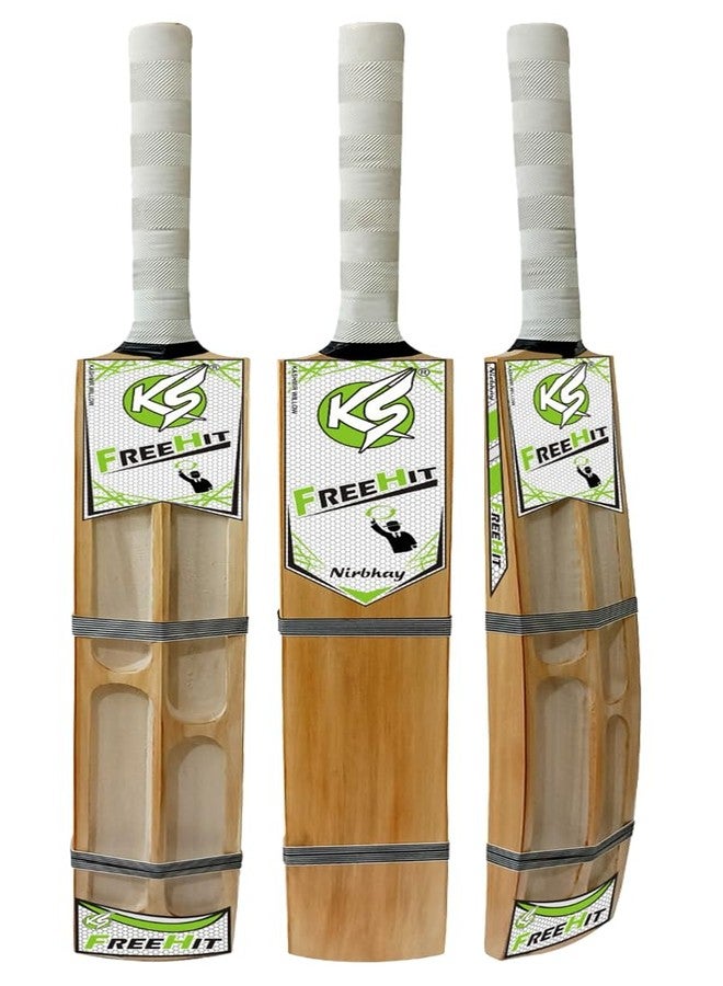 KS Wooden Scoop Bat Nirbhay - Primium Cricket Bat Popular Willow Full Size Light Wait with Bat Cover Play for Rubber Ball | Tennis Ball | Plastic Ball.