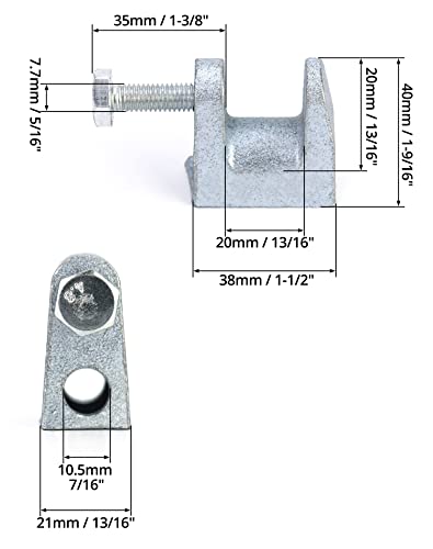 QWORK Beam Clamp, 20 Pcs 3/8" Zinc Plated Iron Safety Beam Clamp, 13/16" Jaw Opening - Image 5