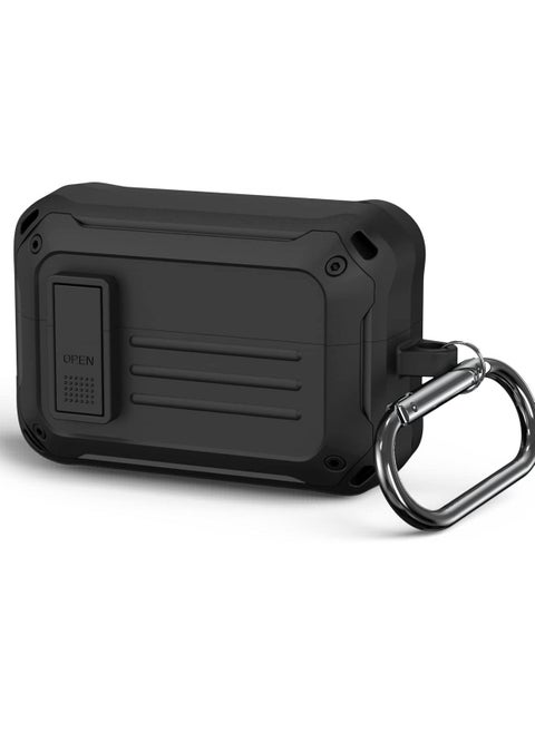 Secure Lock Case for Sony WF 1000XM4, Shock-Absorbing Protective Cover Military Armor Series Full-Body Scratch Resistant Hard Shell with Keychain (Black)