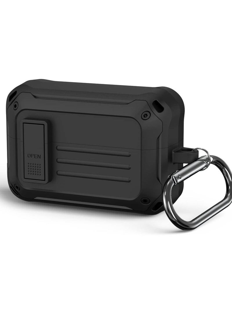 Secure Lock Case for Sony WF 1000XM4, Shock-Absorbing Protective Cover Military Armor Series Full-Body Scratch Resistant Hard Shell with Keychain (Black)