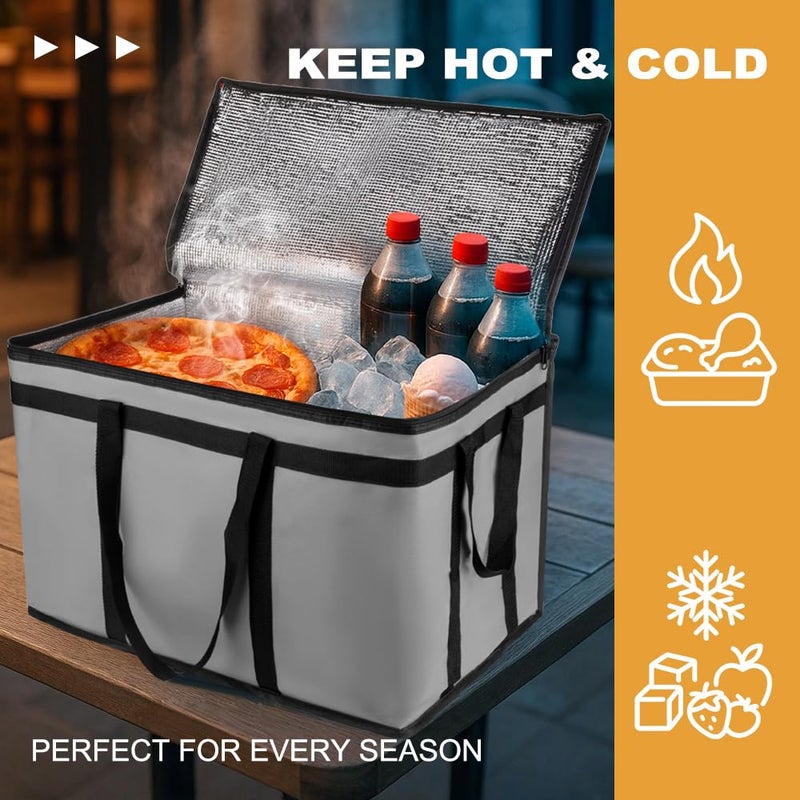 mosago XXXL Insulated Food Delivery Bag - Reusable Thermal Cooler Grocery Bags for Catering & Delivery, Pizza Carrier for Events, Large Capacity Bag Keeps Food Hot/Cold for Shopping, Commercial (Gray, 1PK) - Image 4