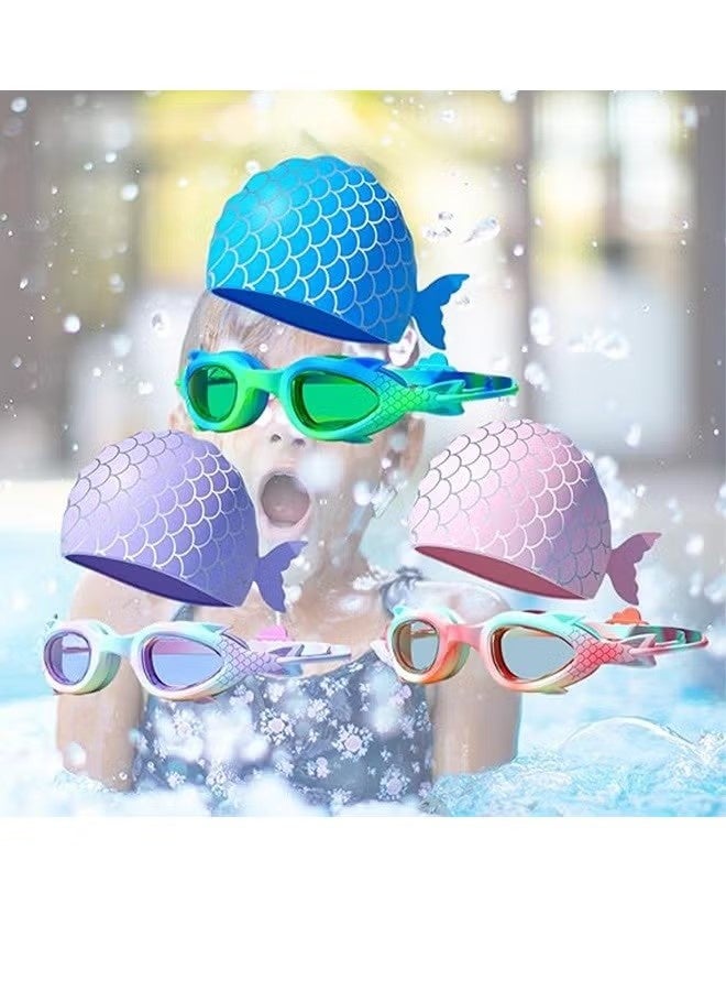 YUKE Kids Swim Cap and Swimming Goggles For Girls Boys(Age 6-14) - Image 3