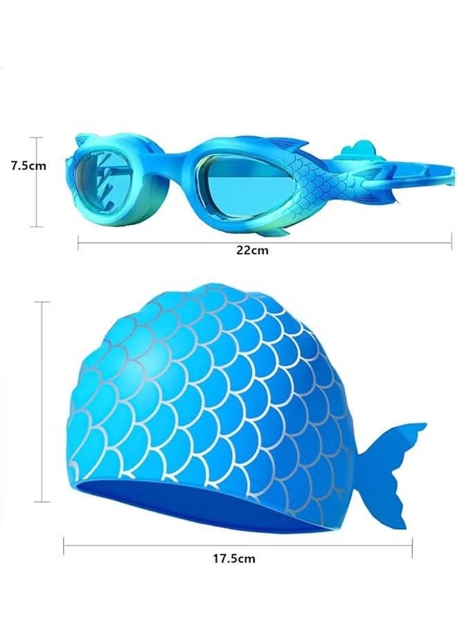 YUKE Kids Swim Cap and Swimming Goggles For Girls Boys(Age 6-14) - Image 2