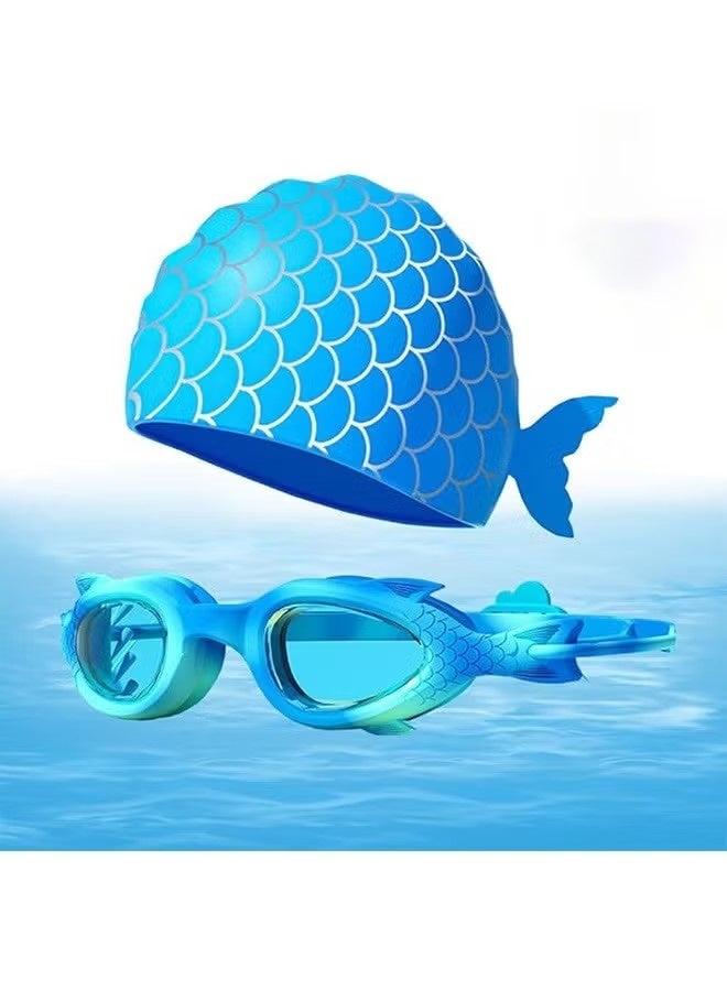 YUKE Kids Swim Cap and Swimming Goggles For Girls Boys(Age 6-14) - Image 1