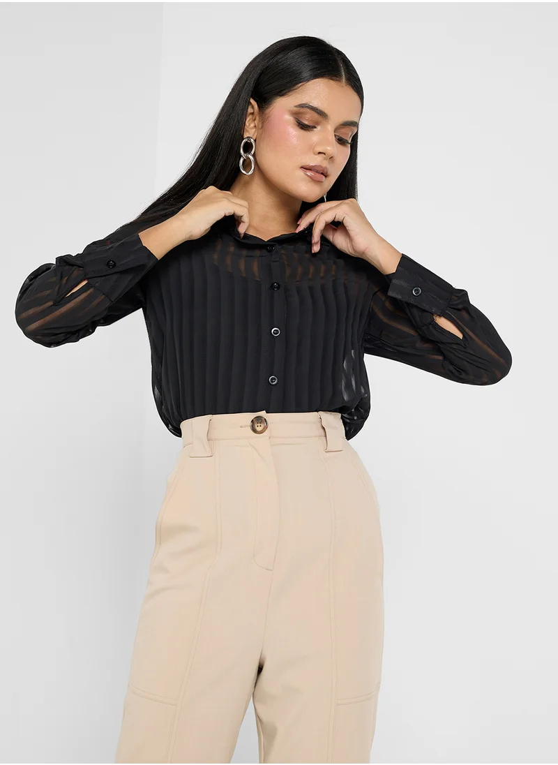 ELLA Sheer Button Down Shirt