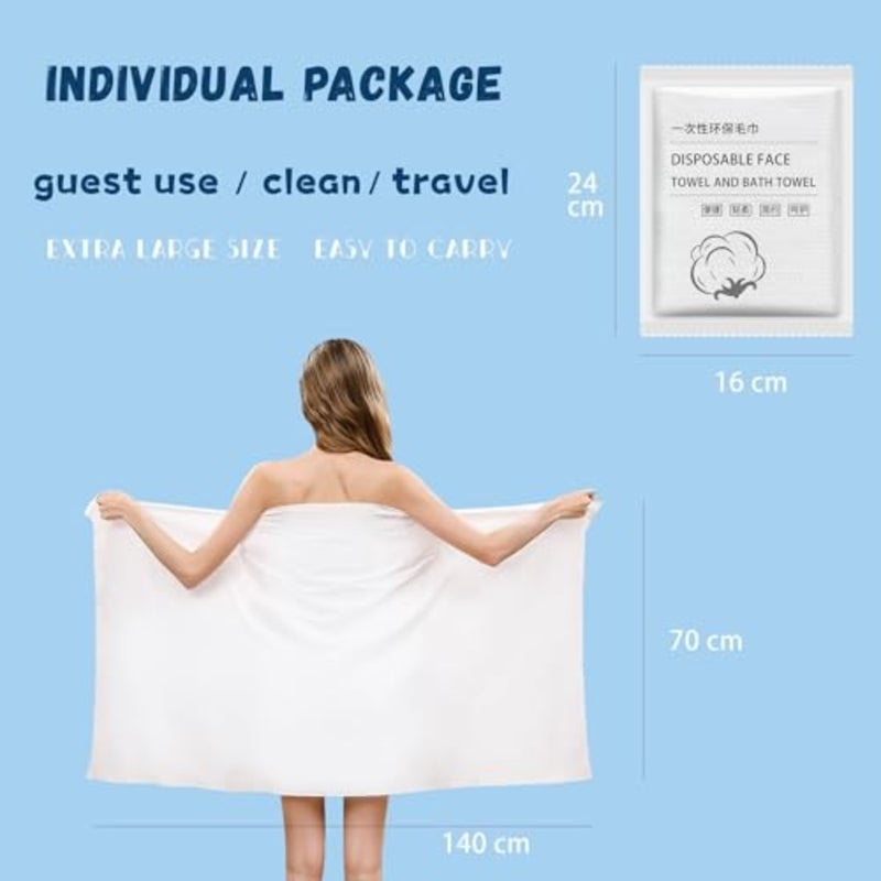 Disposable Bath Towel, Pack of 10 - 140 x 70 cm, Disposable Hand Towel, Disposable Washcloth, Travel Towel, Disposable Towels, Refreshing Towels for Adults, Hiking, Kitchen, Home - Image 2