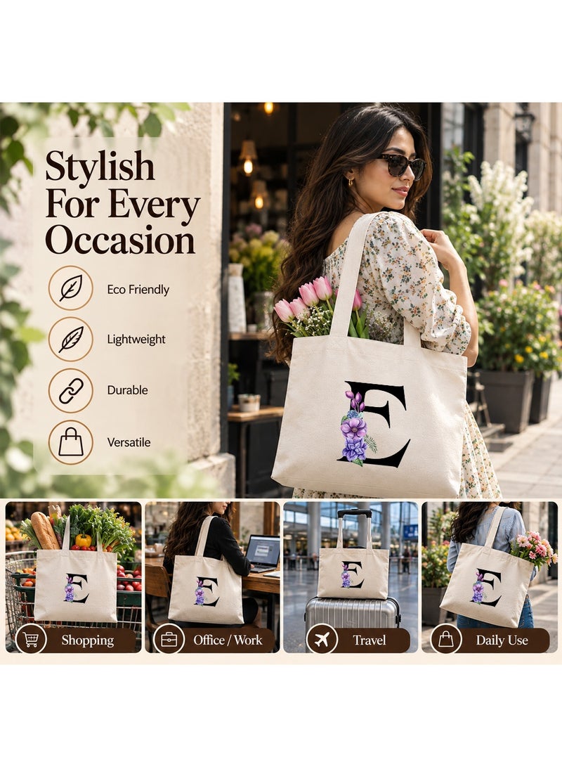 برينت شوب فور مي مجموعة هدايا (حرف مزين بالزهور): حقيبة تسوق (Tote Bag) + حقيبة صغيرة (Pouch) + علبة مجوهرات (3 في 1) - Image 3