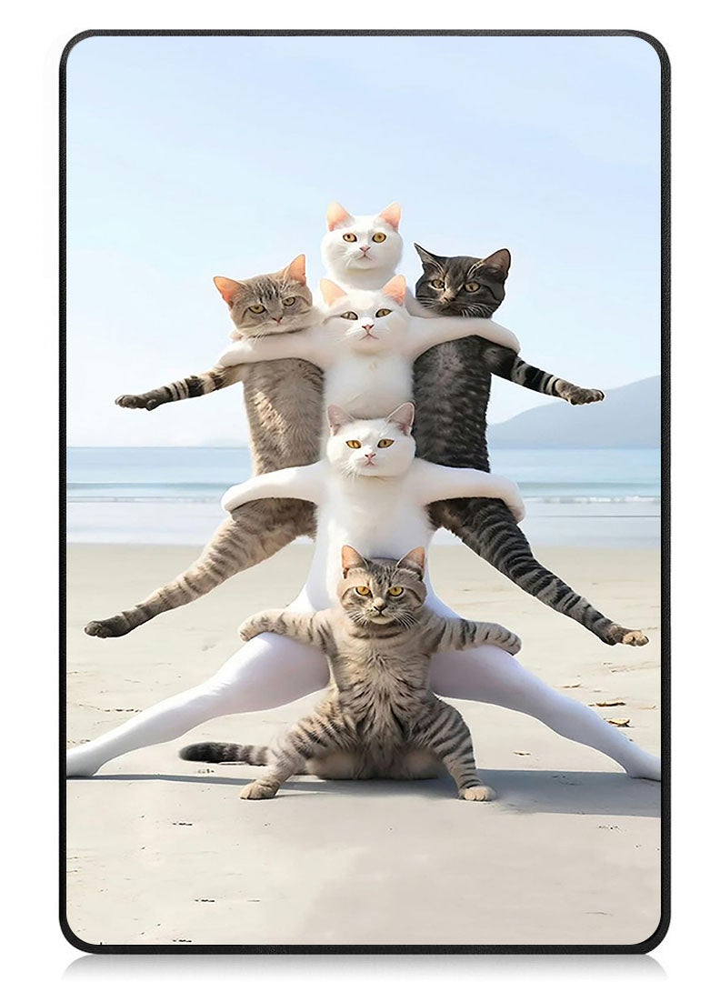 Theodor Protective Flip Case For Samsung Galaxy Tab A9 Plus With Trifold Stand Auto Wake Sleep Shockproof Cover Cats in Beach - Image 1