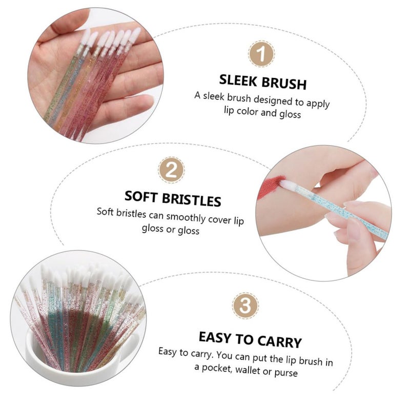 LABRIMP 350pcs Disposable Lip Gloss Applicator Brush Set with Crystal Handle, Portable Lipstick Makeup Tool for Professional and Personal Use Random Style - Image 3