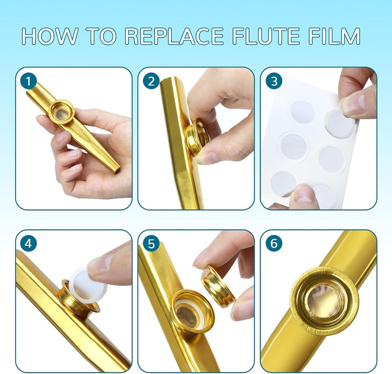 Bercoor 10 PCS Kazoos Musical Instruments, Metal Kazoos with 18 Flute Membranes for Music Lover Beginners Kids Gift Price Party Favor Gift Bag Fillers - Image 4