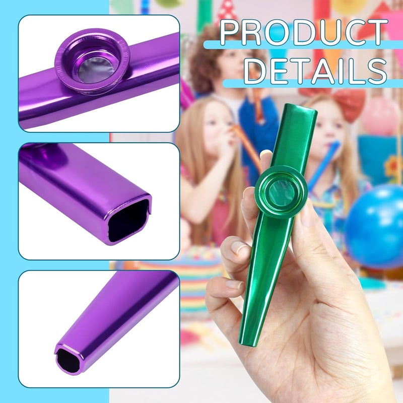 Bercoor 10 PCS Kazoos Musical Instruments, Metal Kazoos with 18 Flute Membranes for Music Lover Beginners Kids Gift Price Party Favor Gift Bag Fillers - Image 3
