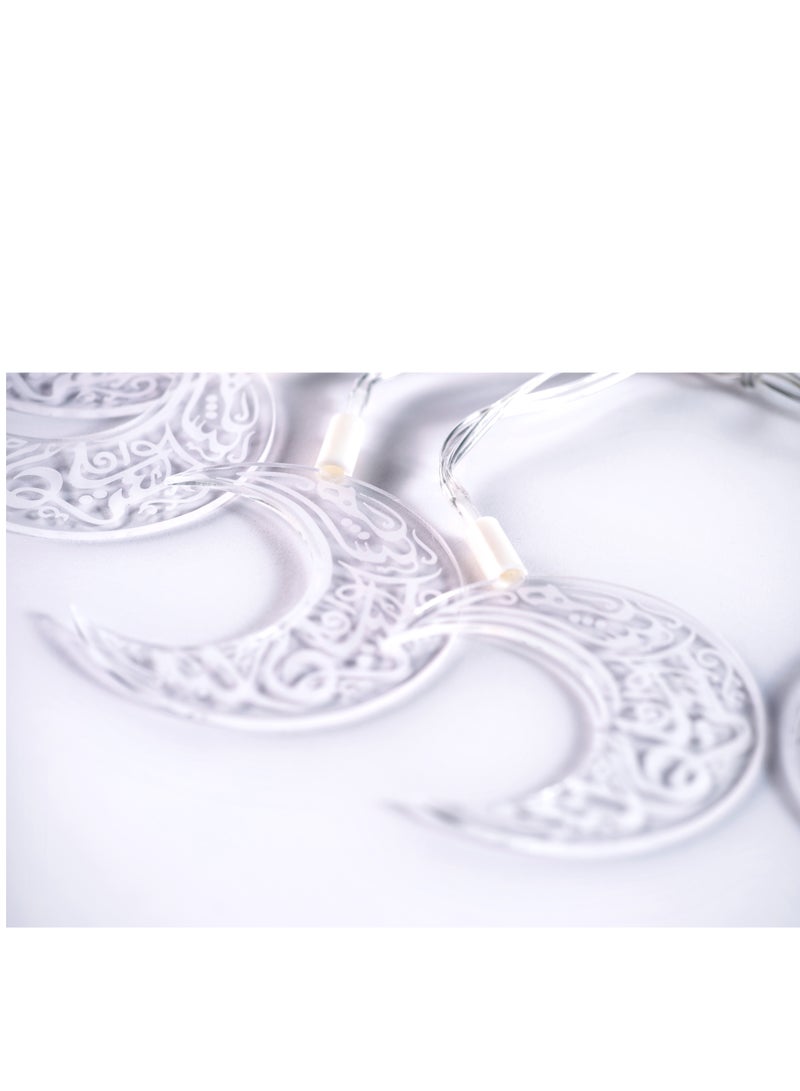 هلالفل أضواء سلسلة LED على شكل هلال مضيء | أضواء ذهبية خرافية لرمضان والعيد وحفلات الزفاف | تعمل بالبطارية | ديكور منزلي وغرفة نوم | ديكور إسلامي داخلي وخارجي - Image 1