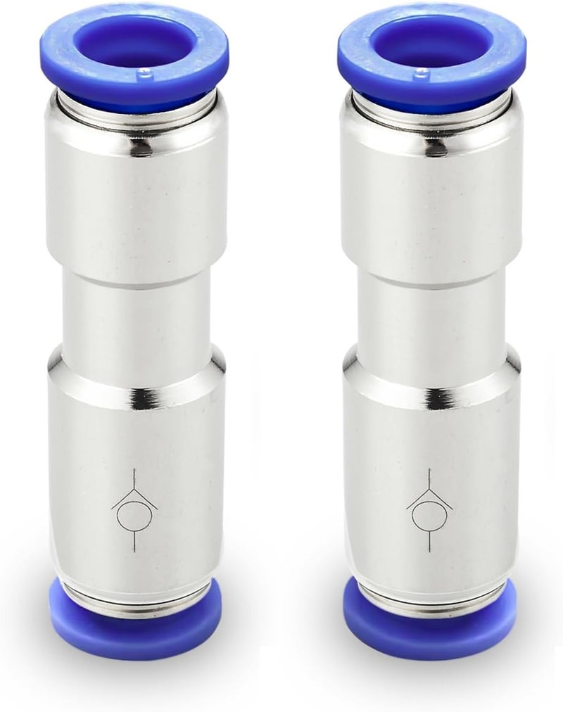 Yoebor Metalwork Nickel Plated Brass & Plastic Push to Connect Inline Check Valve Union Fitting, 10mm Tube OD (Pack of 2) - Image 1