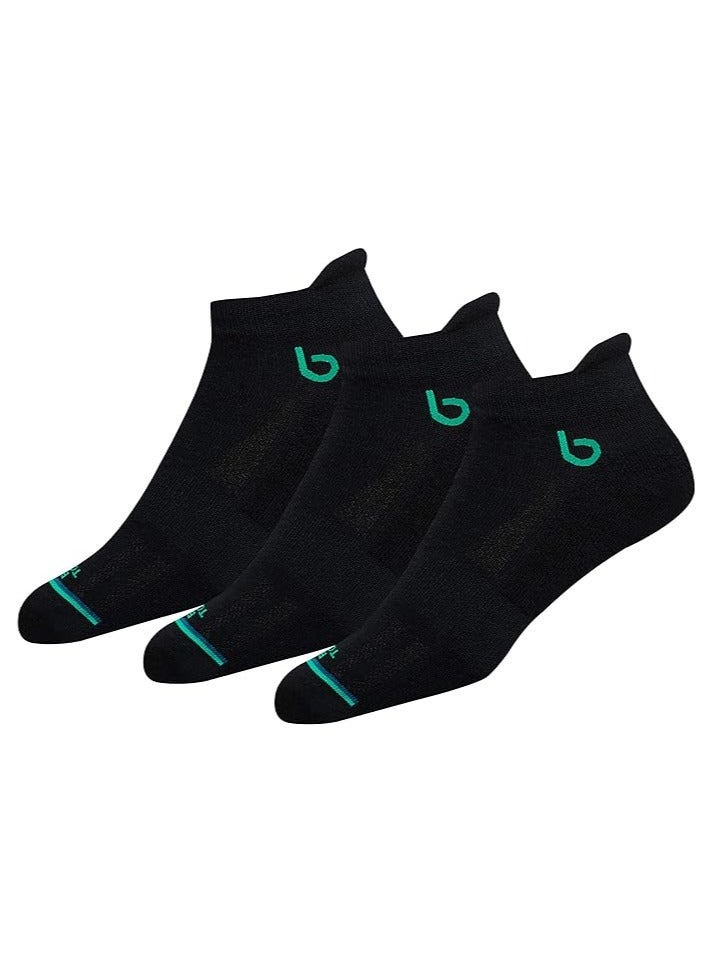 BAMBOS BAMBOS Unisex Eco Touch Athletic Ankle Bamboo Socks for Men & Women Running, Badminton & Gym, Pack of 3 (Size UK 7-11, Black) - Image 1
