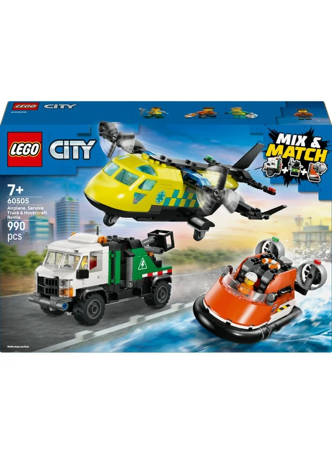 LEGO City Airplane, Service Truck & Hovercraft Remix 60505  (Age 7+, 990 Pieces)