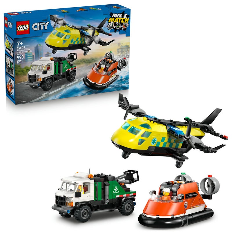 LEGO City Airplane, Service Truck & Hovercraft Remix 60505  (Age 7+, 990 Pieces) - Image 1