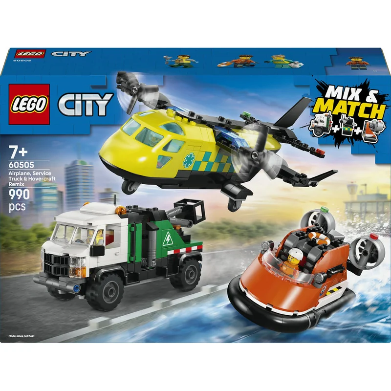 LEGO City Airplane, Service Truck & Hovercraft Remix 60505  (Age 7+, 990 Pieces)
