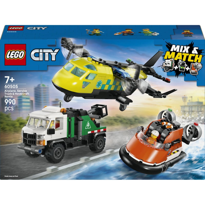 LEGO City Airplane, Service Truck & Hovercraft Remix 60505  (Age 7+, 990 Pieces) - Image 2