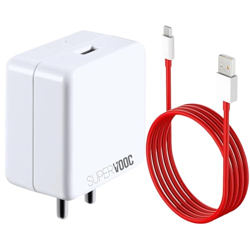 Punnkk 80W SUPERVOOC Fast Charger with Type-C Cable | 80W USB Charger for OnePlus, Realme, Oppo, Redmi, Xiaomi, Poco, iQOO, Samsung & More | Supports Dart, Dash, Warp, Vooc, SuperVooc, QC 3.0 Charge (Combo) - Image 1