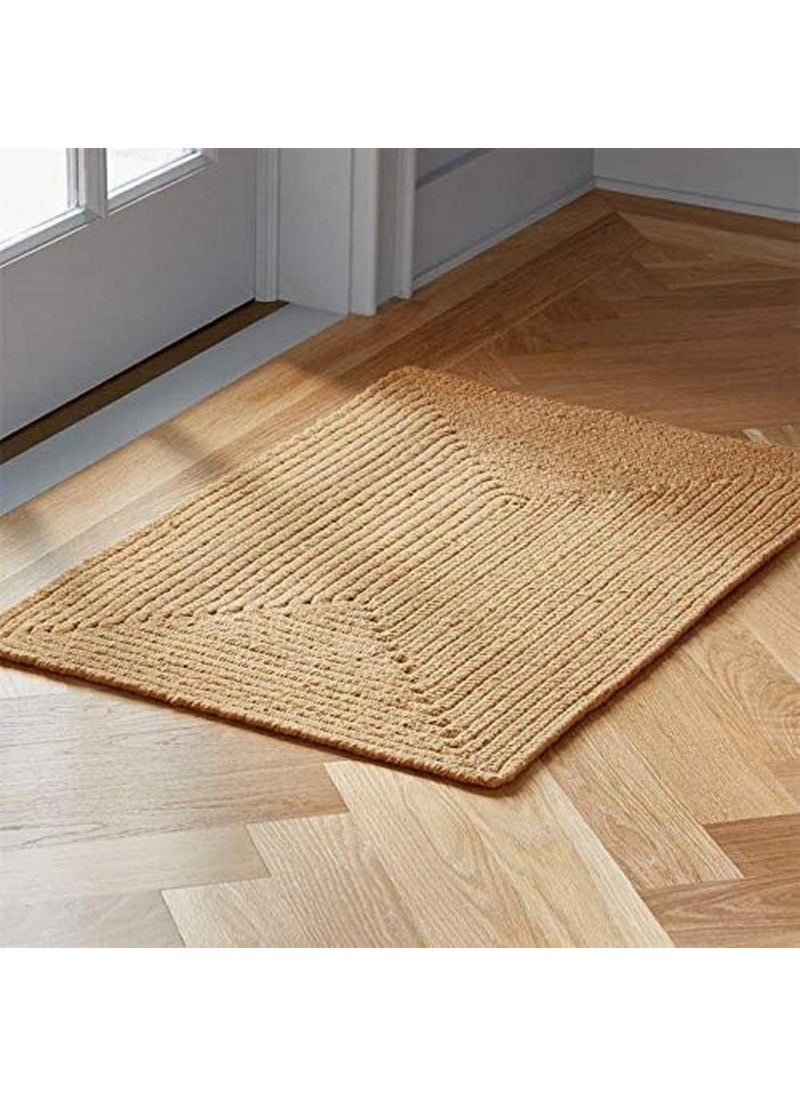 FIASCO A R Creations Handwoven Jute Runner Rug Natural Fibres Braided Reversible Carpet for Bedroom Living Room Dining Room 40x60 cm Beige 
