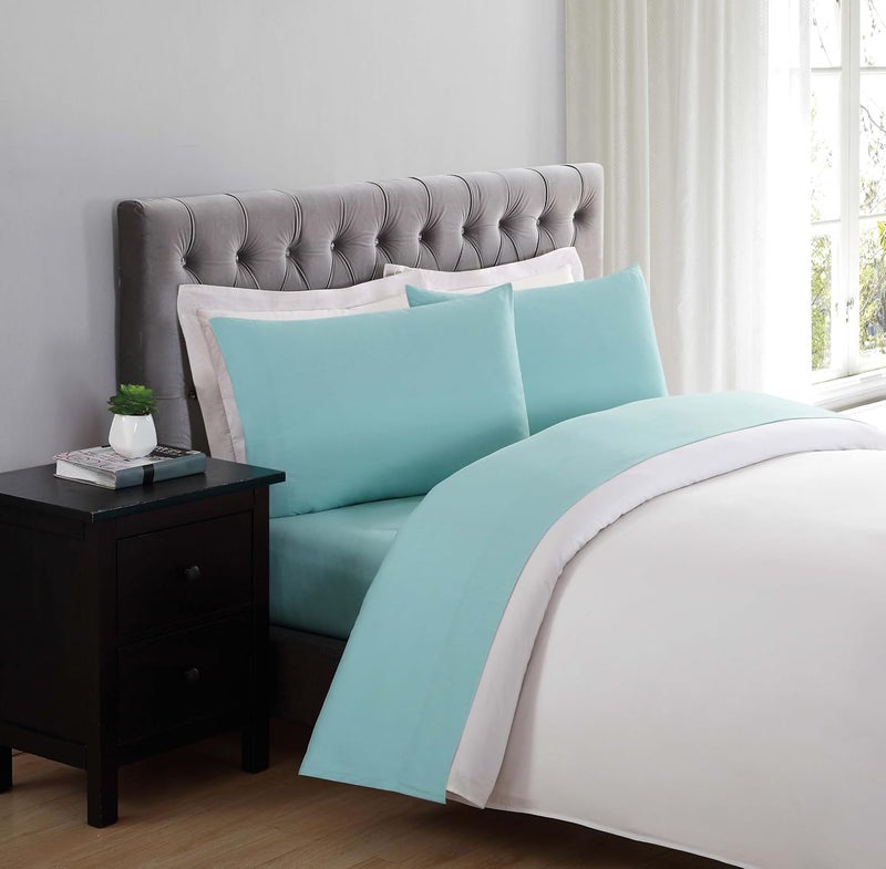 TRULY SOFT طقم ملاءات ترولي سوفت اليومي الناعم حقًا - فيروزي بوليستر - 4 قطع - طقم ملاءات كاملة - موضوع بلون واحد - فراش للبالغين - معتمد من Oeko-TEX - Image 5