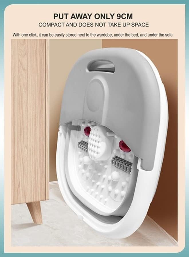 Maxtop Foldable foot spa with heating bubbles, small foot massage bath, pedicure bath for relieving fatigue and body tension, gray and white, electrically powered - Image 3