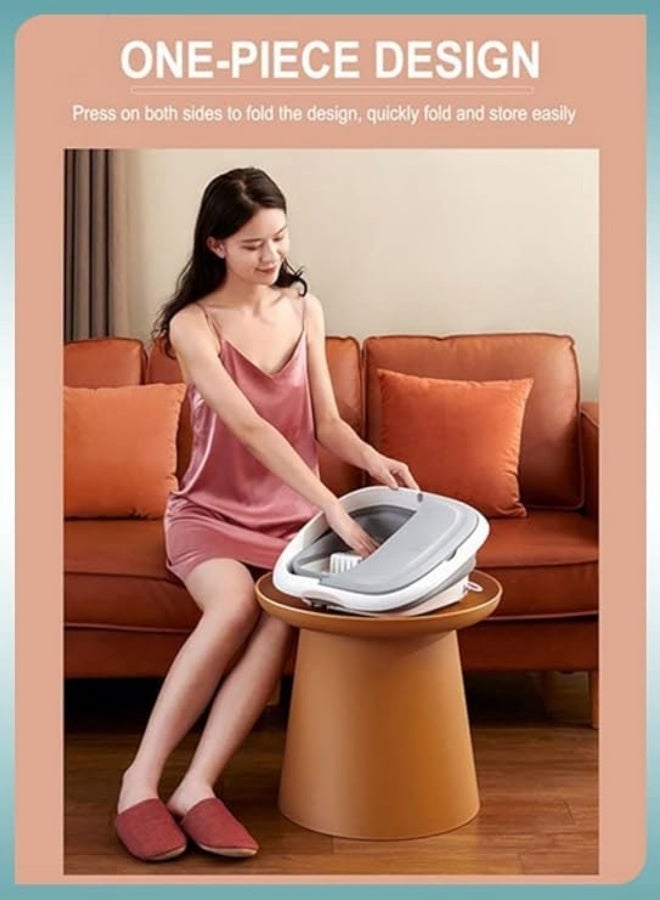 Maxtop Foldable foot spa with heating bubbles, small foot massage bath, pedicure bath for relieving fatigue and body tension, gray and white, electrically powered - Image 4
